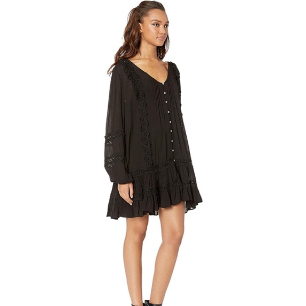 Free People Snow Angel Mini Dress Black